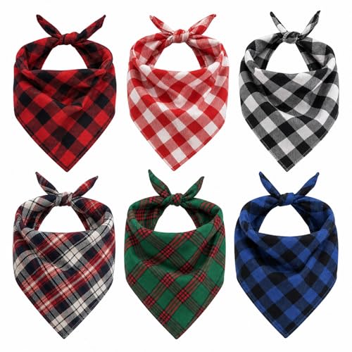 Kynzalloy Dog Bandanas 6 Pack - Soft Cotton Bandanas for Dogs Medium & Large Breeds - Washable Puppy Bandana Bulk Set - Cute Dog Scarf for Boy & Girl Pets - Spring Summer & Birthday
