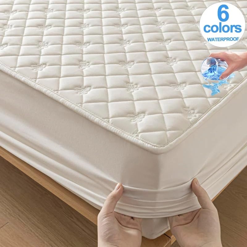 Protector Colchon Impermeable,Cubre Colchon Protector de colchón Impermeable con diseño Acolchado - Funda de colchón silenciosa(1,Twin)