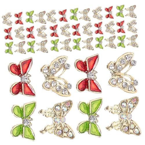 WRITWAA Butterfly Nail Decorations 40pcs Christmas Charms for Nails Manicure Gems
