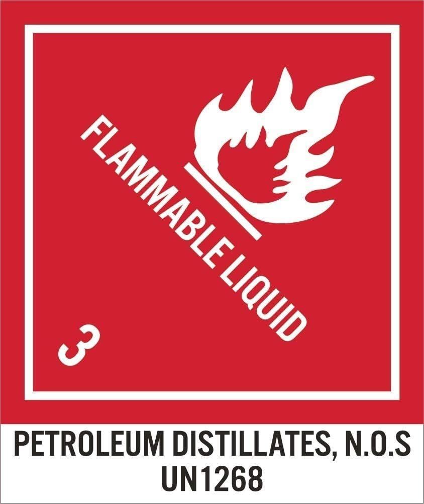 NMC National Marker Corp. UN1268AL Flammable Liquid 3 Petroleum Distillates Label