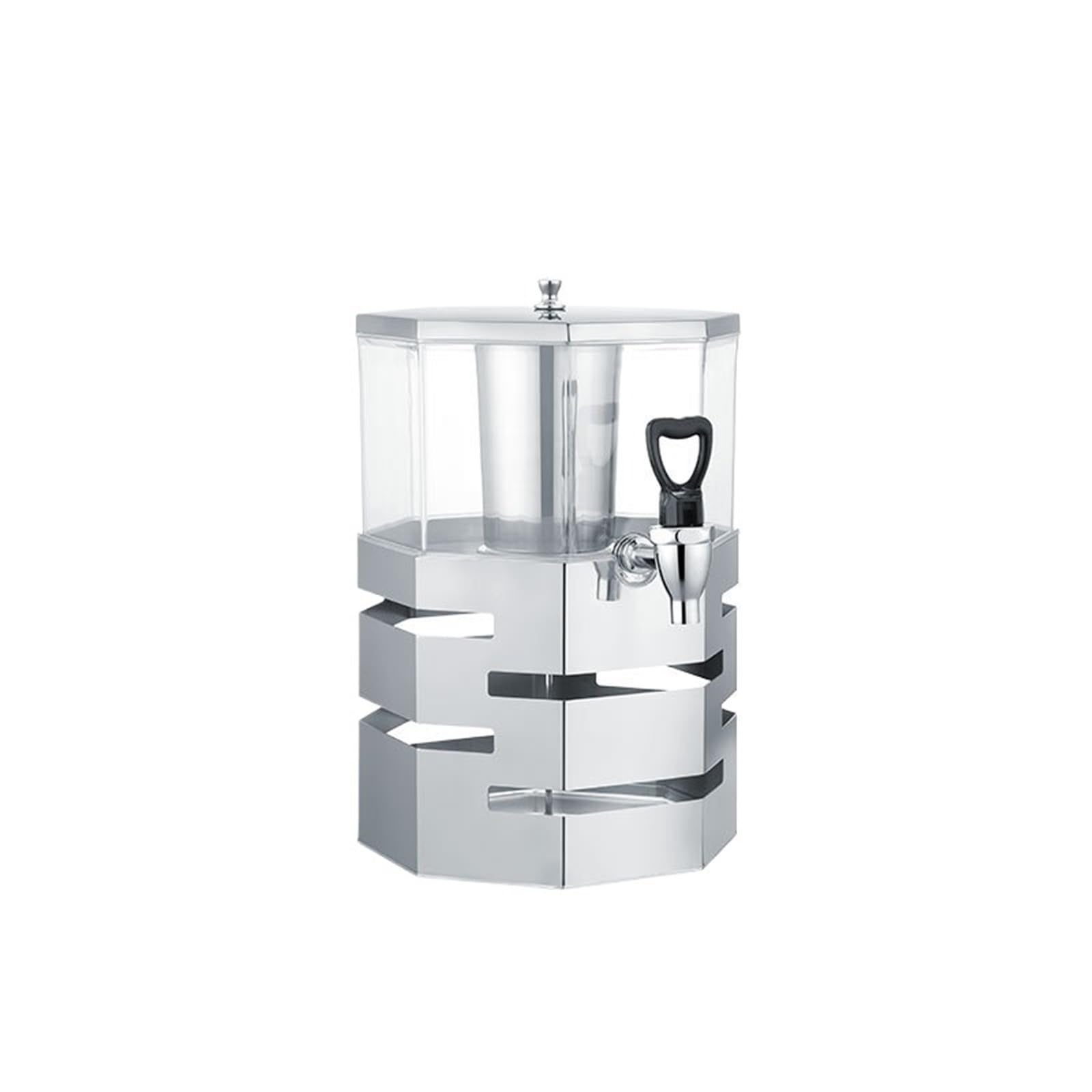 ASerZenith Juice Dispenser 4L Drink Dispenser For Parties Plastic Beverage Container With Stand For Juice Lemonade Clear With Spigot Ice Chamber(Silver-1F)