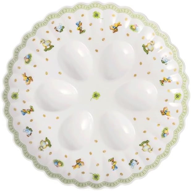 Villeroy & Boch – Easter Delight Egg Plate, Premium Porcelain, Nostalgic Patterns, Gold Details, Plate for 6 Eggs, Easter Decoration