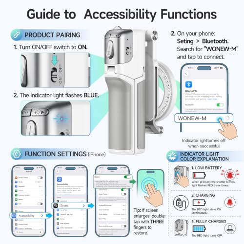 Image of [3 in 1] Magnetic Phone Camera Shutter Grip, Extendable Selfie Stick & Tripod Portable for Magsafe iPhone & Android with Detachable Wireless Shutter Button Remote Control Ergonomic Handle - White