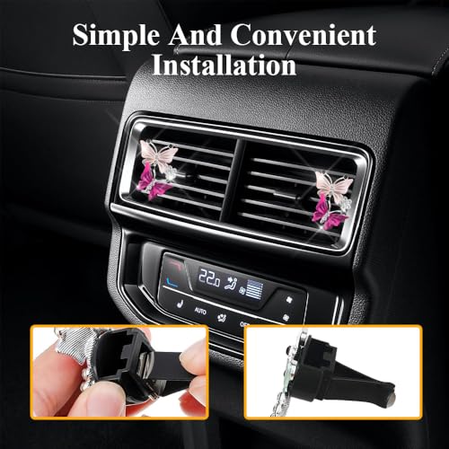 Image of 4PCS Car Air Fresheners Vent Clips, Butterfly Car Accessories, Sparkly Bling Dual Butterfly Auto Air Vent Clips, Automotive Cute Air Conditioning Outlet Decoration Universal for Women Girl