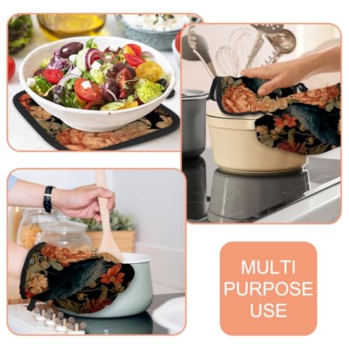 Maniques de four Crow Vintage Florals anti-brûlure pour cuisine et gril - 6
