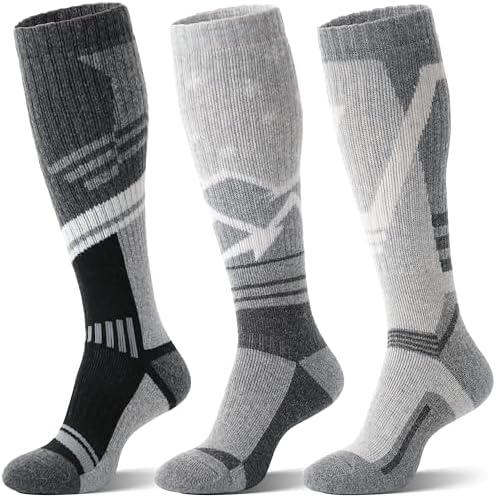 Merino Wollsocken Skisocken Warme Dicke Thermosocken Thermo Wintersocken für Herren Damen Winter Ski Socken 3 Paare