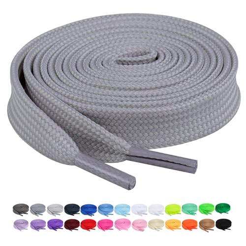 Image of Booyckiy 2 Pairs 2 /5 inch Flat Shoe Laces for Sneakers 31 Colors Shoelaces in 27 inch-72 inch