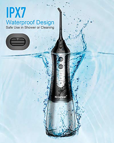 Cordless Water Flosser Teeth Cleaner, Nicefeel 300Ml Cleanable Water Tank Water Jet Pik Rechargeable 3 Modes Oral Irrigator With Tip Case For Oral Care #TOP4