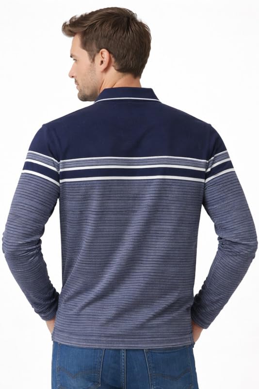 Image of SANE ORIGINALS Full Sleeves Textured Polo Tshirt for Men with Pocket || Long Sleeves Collar and Pocket T-Shirt for Men