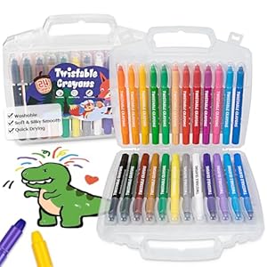 KERIFI Washable Jumbo Crayons, 24 Colors Silky Smooth Watercolor Gel Crayons Set, Twistable Non-Toxic Crayons for Kids 2-4 and 4-8, Art Supplies for Coloring Book for Gifts and School Projects