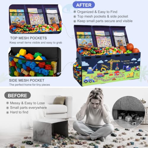 Image of Toy Box with Adjustable Divider Large Toy Chest Storage for Nursery Kidroom