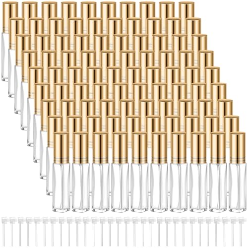 Domensi 90 Pcs 20 ml Empty Glass Perfume Bottles Bulk - Gold Refillable Cologne Spray Atomizer with Pump, for Travel, Skincare, Haircare, Cleaning & DIY Essentials
