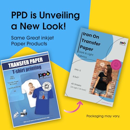 Image of PPD 40 Sheets 8.5x11 inch Iron-on Heat Transfer Paper Mixed Fabrics Inkjet