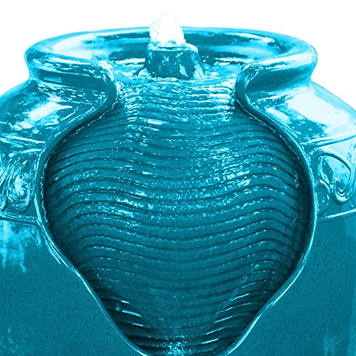 Teamson Home YG0037A Floor Glazed Pot Water Fountain With Built-In Led Light And Pump For Outdoor Indoor Patio Garden Backyard Decking Home Décor thumb #3
