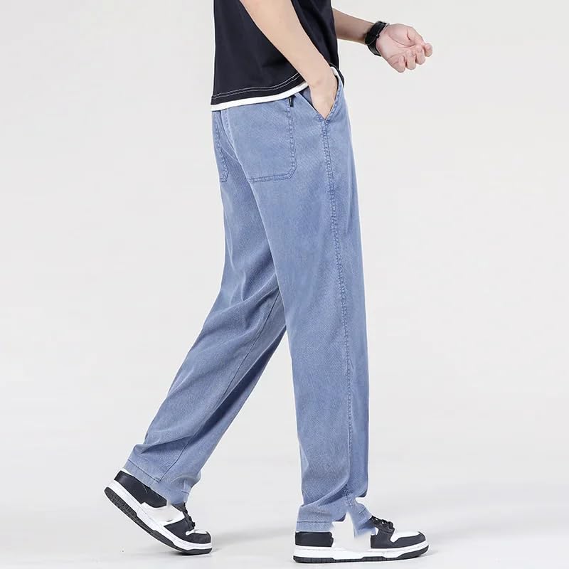 Men's Jeans Pants Straight Casual Wide Leg Long Baggy Trousers3