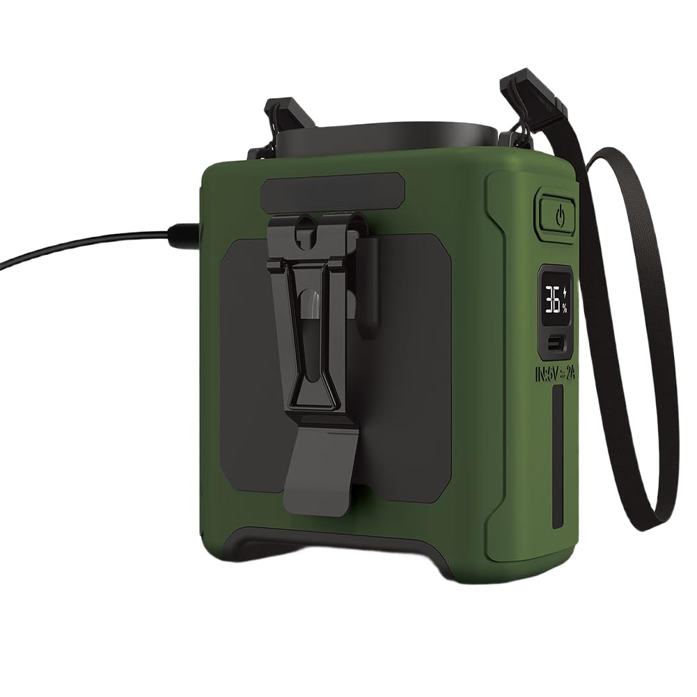 Ventilador de cuello colgante y cintura con potente flujo de aire regulable en verde