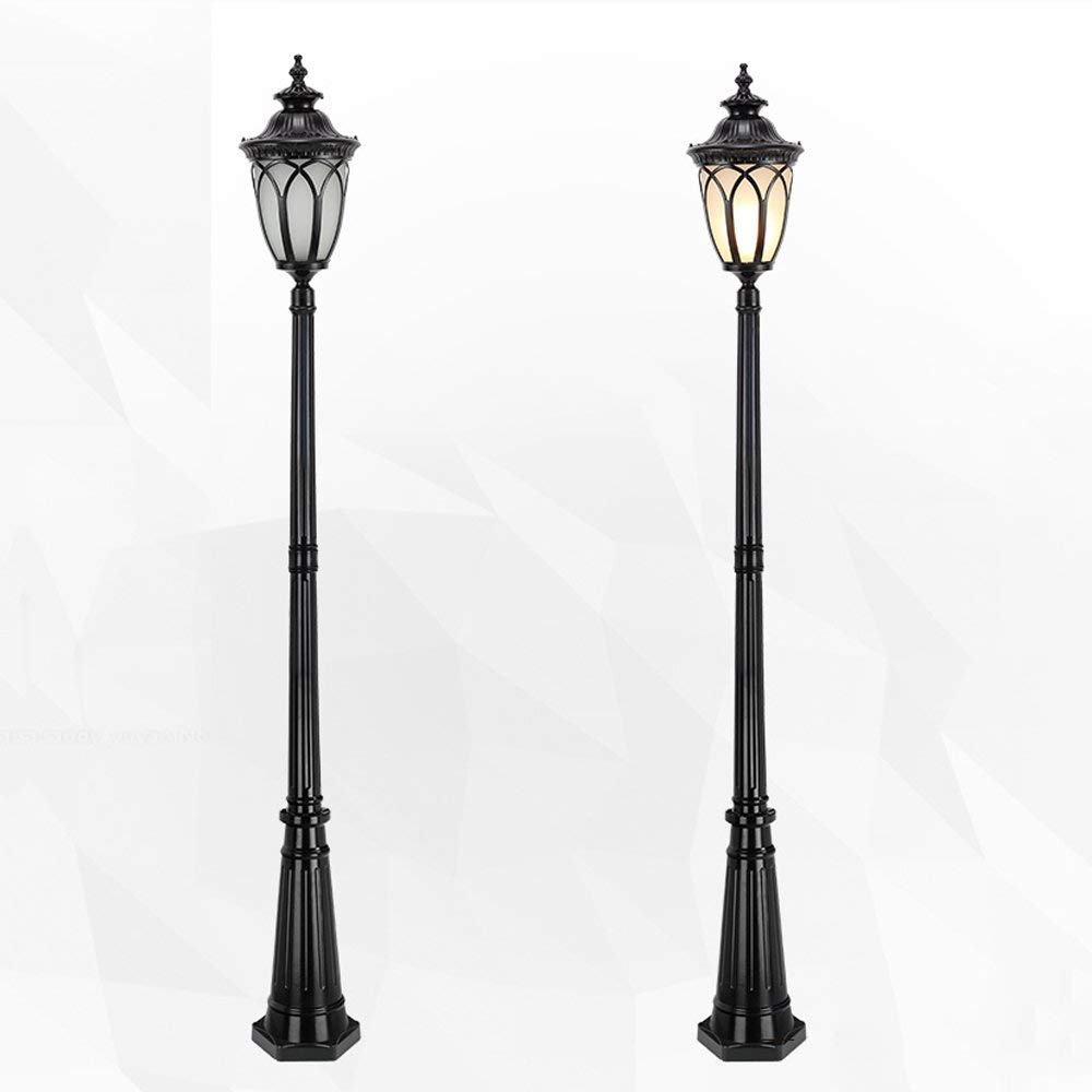 Czarna, wodoodporna lampa ogrodowa IP55, szklana kolumna, lampa LED E27, dekoracja uliczna, lampa ogrodowa, lampa ogrodowa, lampa tarasowa, lampa uliczna, oświetlenie og,145cm