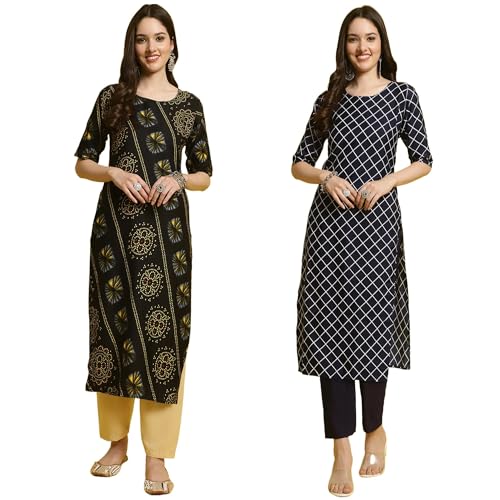 Image of Tee Projekt Straight Kurta & Pant for Women Ethnic Kurta Set for Women (Pack of 2)