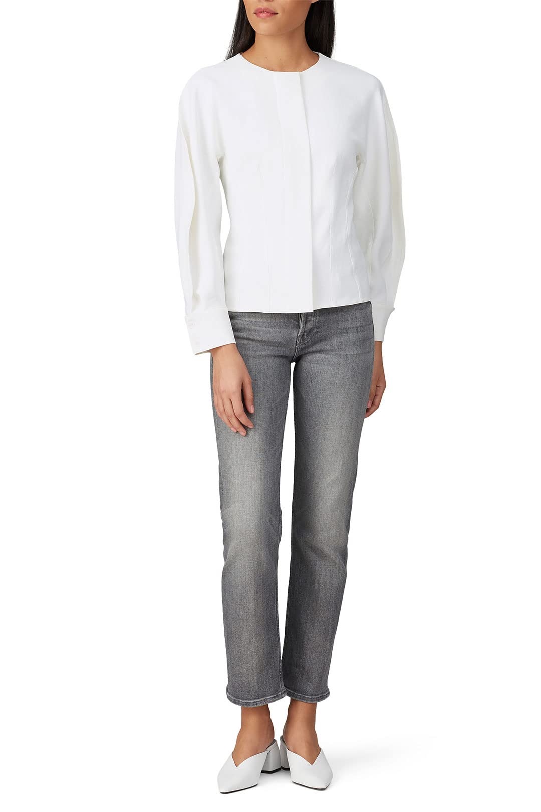 TibiRent the Runway Pre-Loved Chalky Drape Corset Top, White, 2