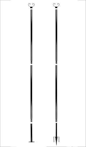 Postes de cadena de luces – Postes de metal para exteriores de 9 pies con ganchos para colgar luces de cadena, adecuados para jardín, patio trasero,