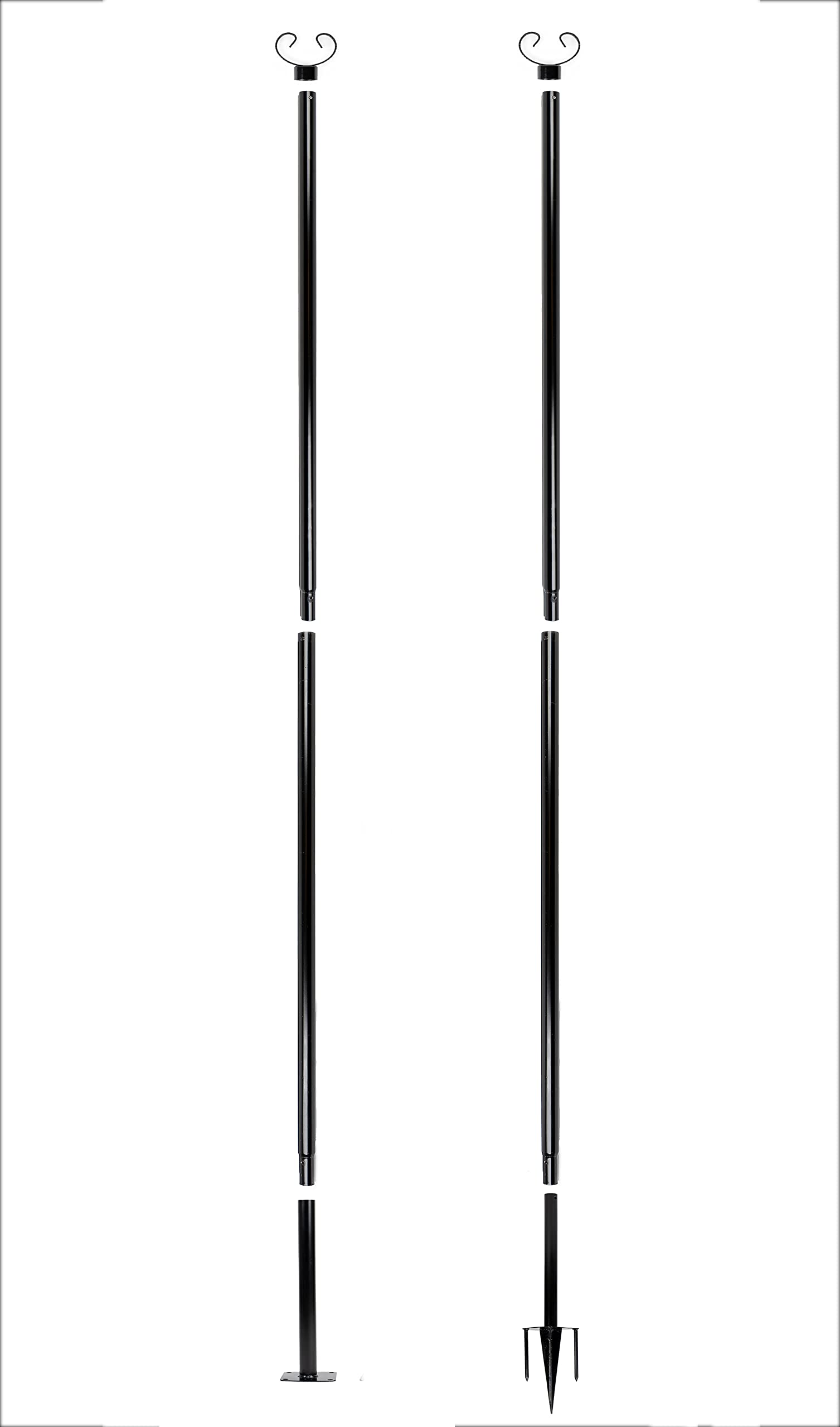 String Light Poles - 9ft Outdoor Metal Poles with Hooks for Hanging String Lights, Suitable for Garden, Backyard, Patio, Wedding and Party, Black (2 Pack)