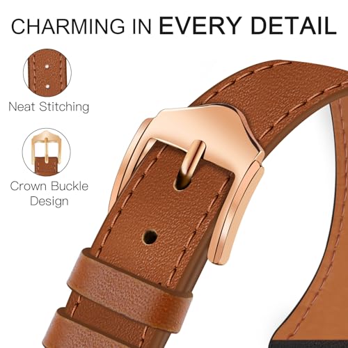 Image of JR.DM Slim Leather Bands Compatible with Apple Watch Band 38mm 40mm 41mm 42mm 44mm 45mm 46mm 49mm, Genuine Leather Band with Charms, Feminine Design for Iwatch Ultra SE Series 11 10 9 8 7 6 5 4 3 2 1