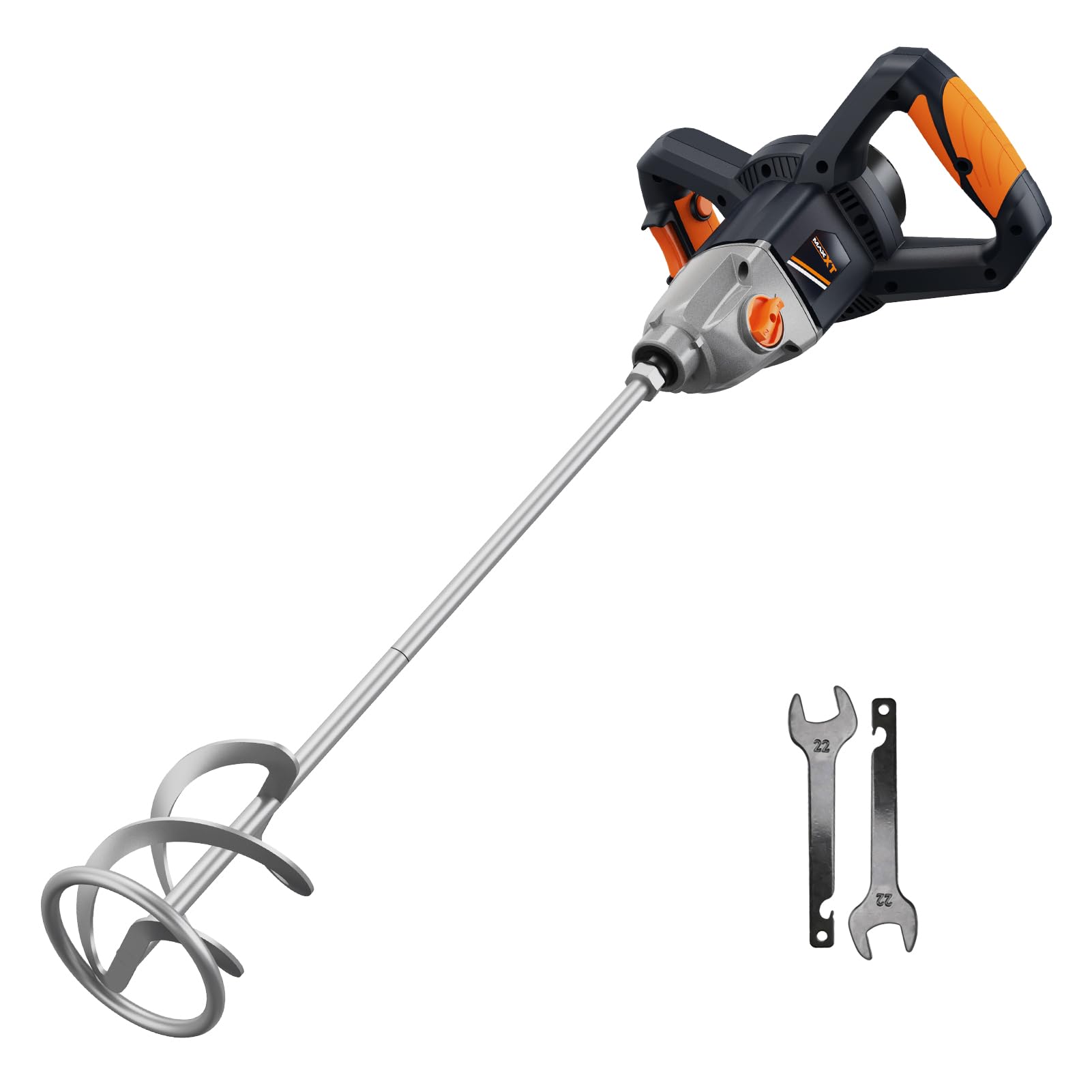 MAXXT Miscelatore 1400W con cambio a 2 velocità e avvio graduale | Motore a servizio continuo | Attacco M14 | Incl. frusta 140mm + 2 chiavi | 220-240V 50Hz | Velocità a vuoto 0-480/800 giri/min