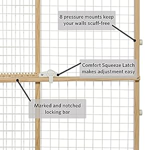 MidWest Homes for Pets Wire Mesh Pet Safety Gate, Pressure Mounted Dog Gate Measures 44 Inches Tall & Expands to 29-50 Inches Wide, Natural Wood & White Powder Coated Wire Mesh