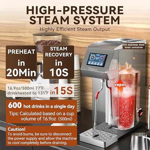 Image of Commercial Milk Frother and Steamer 2000W, 6 Temp Settings, Grey