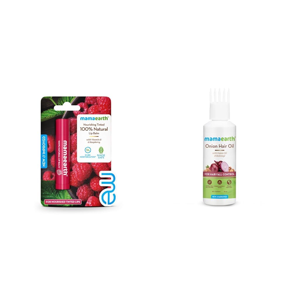 Mamaearth Nourishing Tinted 100% Natural Lip Balm With Vitamin E And Raspberry 4 G Mamaearth Onion Hair Oil for Hair Growth Hair Fall Control with Redensyl 50 ml-picture-19