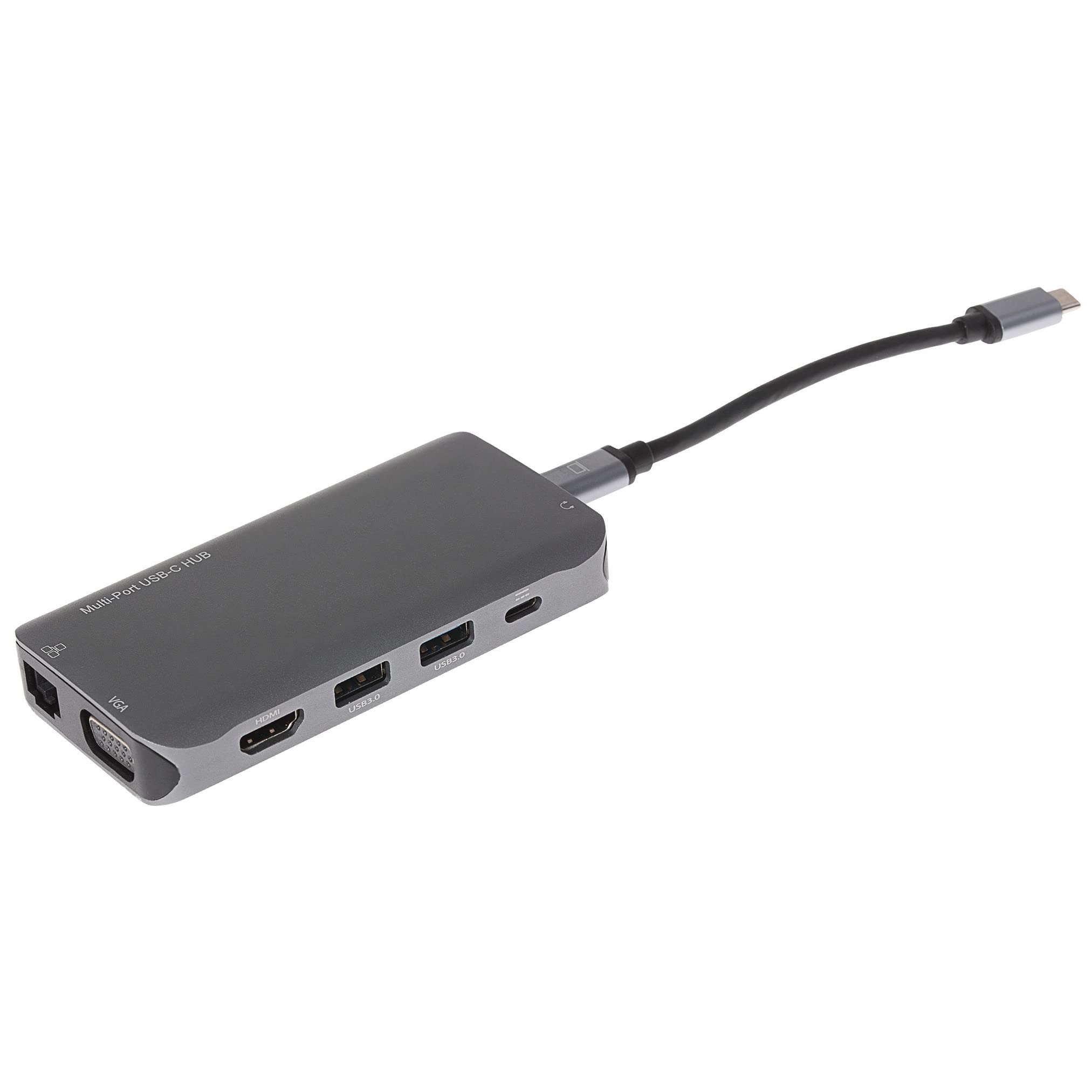 Nikkai USB-C Multiport Hub - 4K HDMI - Gigabit Ethernet - 3x USB 3.0 - SD Card Reader - 60W PD - Grey