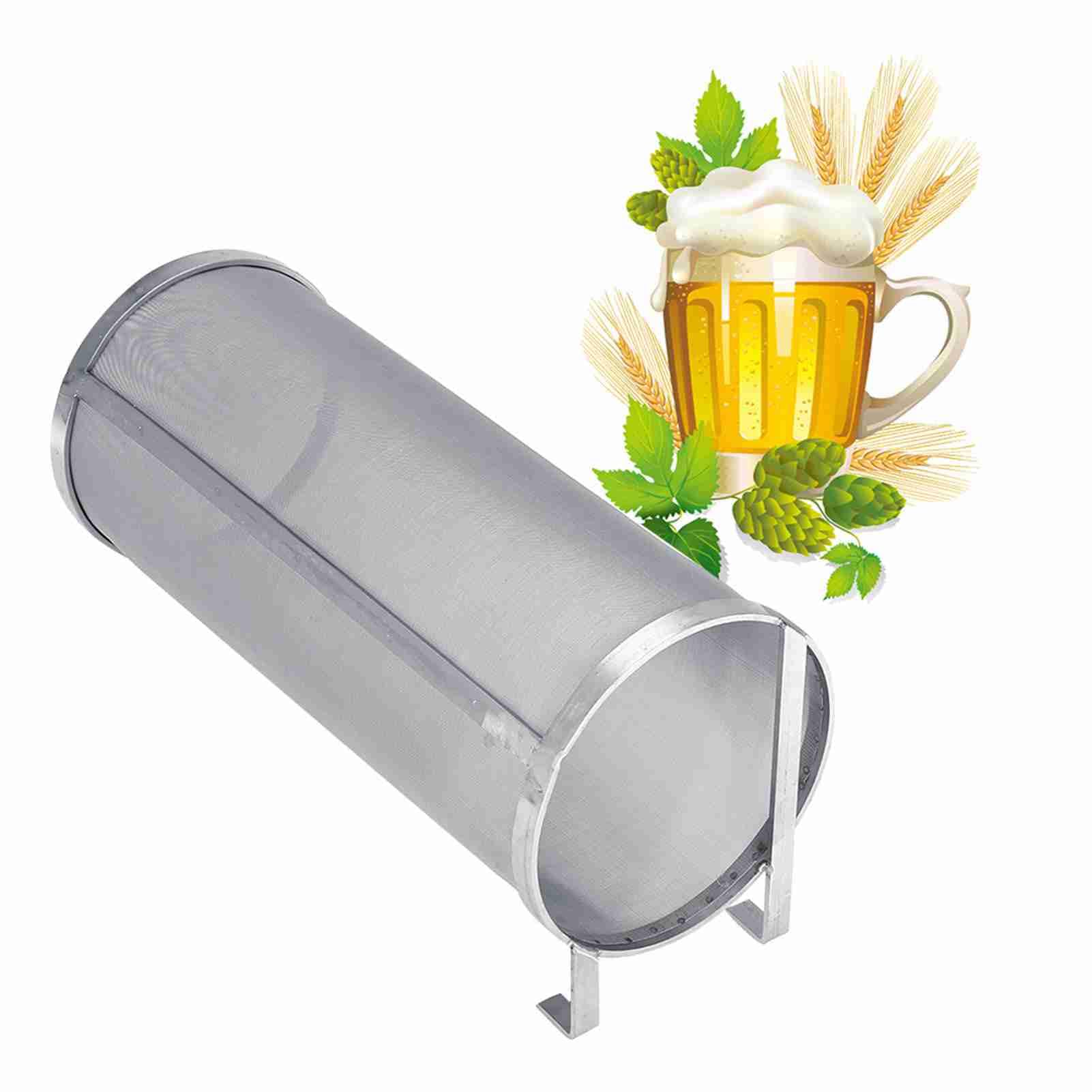Segutage Sliver Beer Brewing Dry Hopper Filter, 300 Micron Mesh Brew Filter Stainless Steel Homemade Brew Beer Hop Mesh Filter With Hook For Home Beer Brewing 15 X 35Cm