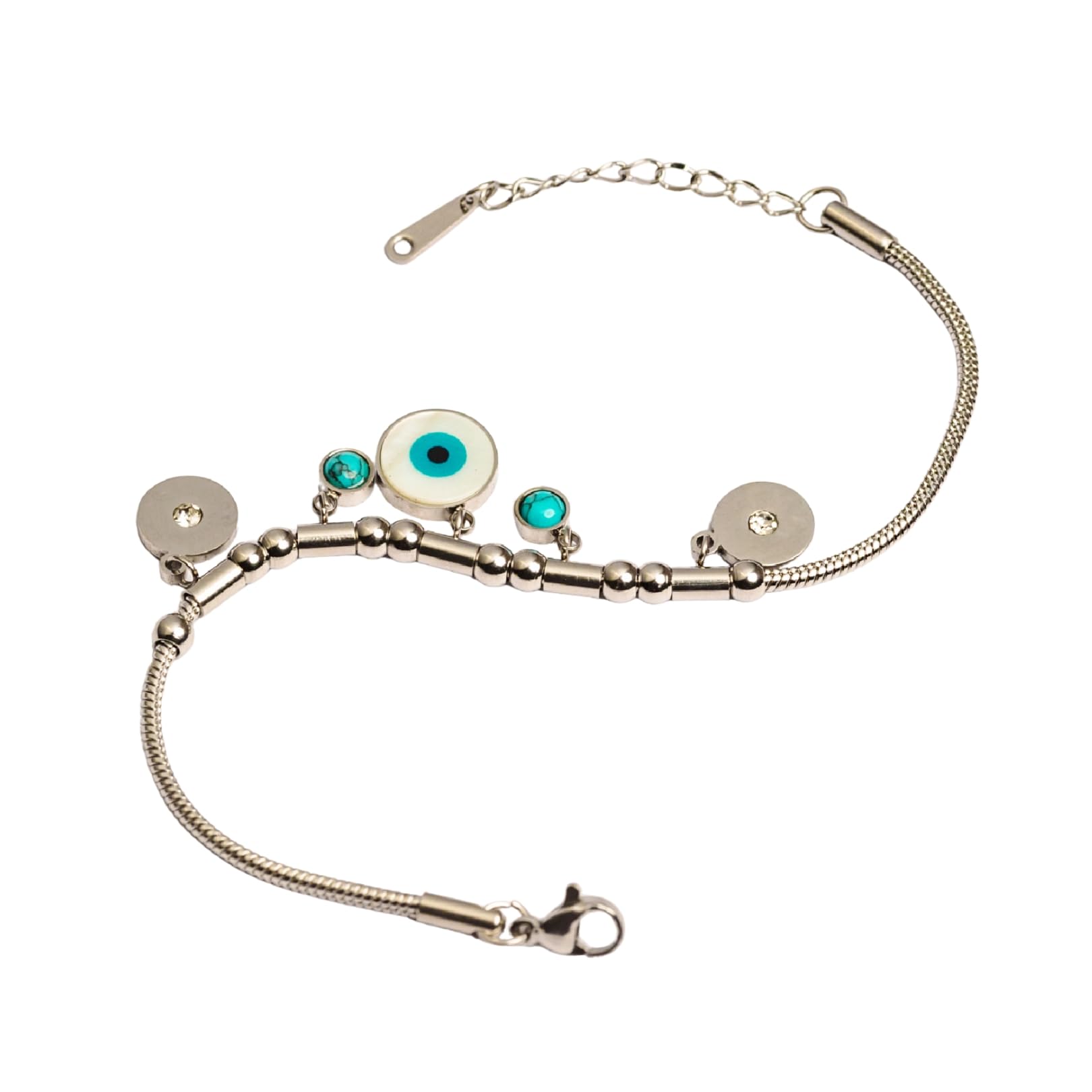 artklim Gold and Silver Plated Round Charms Bracelet for Women | Chain Bracelet for Women-picture-19
