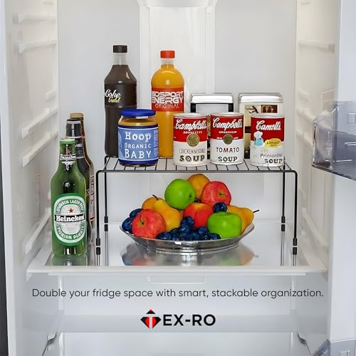 Image of TEX-RO Kitchen Shelf Organizer | Cabinet Shelf Riser for Storage | Cupboard Organizer Rack for Kitchen | Under Cabinet Storage for Plates, Bowls, Spices - Metal Wire Rack, Pack of 2