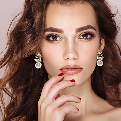 18k Gold Baroque White Big Pearl Drop Earrings For Women Handmade Trendy Comfy Real Freshwater Pearls Aesthetic Life Tree Dangle Earrings Engaged Wedding Bridesmaid Hanging Jewelry2