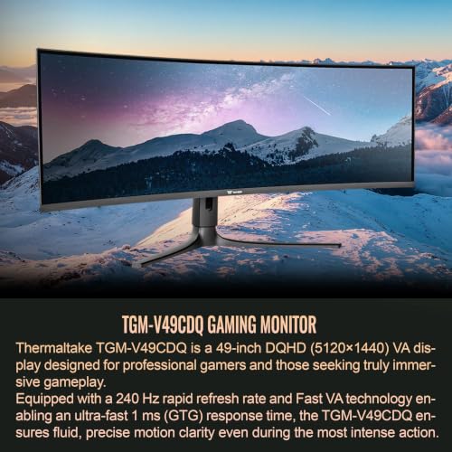 Image of Thermaltake 49 inch DQHD Curved Ultrawide Gaming Monitor; Fast VA Panel; 5120x1440 DQHD; 240Hz; 1ms GTG; Adaptive Sync; HDMI /DP /Type-C /USB; VESA 100x100; HDR10; 1800R Curve; PIP /PBP; GM-GCE-49CEUB-US