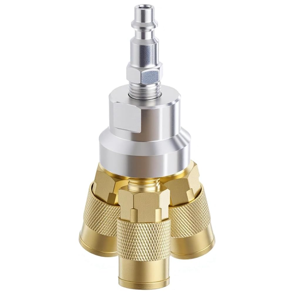 Littimoon Brass 1/4" NPT 3-Way Air Manifold Air Splitter Hose Connector Industrial Fitting Compressor