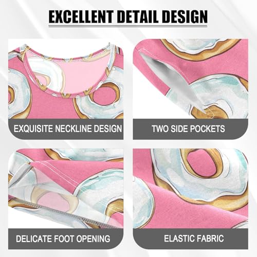 ALAZA Donut Cute Pajamas Set Short Sleeve Cotton Sleepwear Summer Pjs 2 Piece 5-14Y4