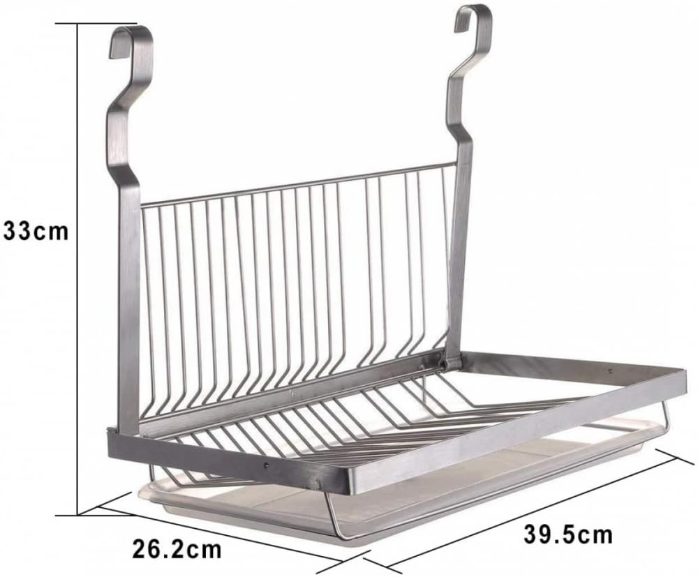 Abtropfgestell aus Edelstahl, faltbar, Abtropfgestell mit Abflussschale, wandmontierter Geschirrhalter, platzsparende Küche für Teller und Utens