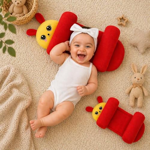 Image of Baby Pillow Combo Set for Newborns & Infants | Toddler Pillow Head Support Cushions with Plush Side Rollers for 0-12 Months