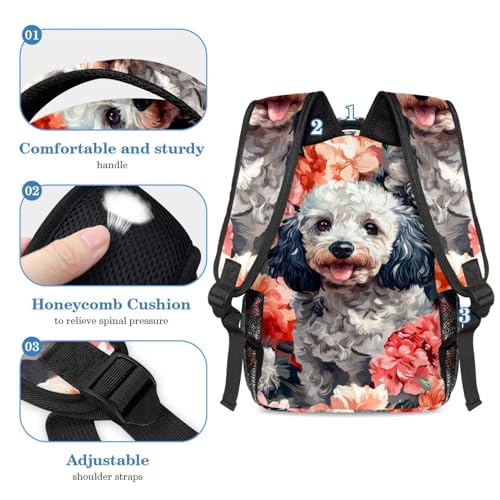 Sac à dos caniche gris et trousse de cours pour ado