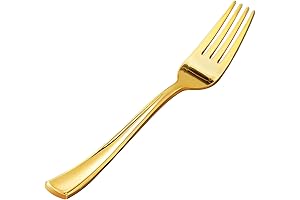 Goodluck Gold Disposable Forks: 50-Pack for Weddings, Parties, Dinners