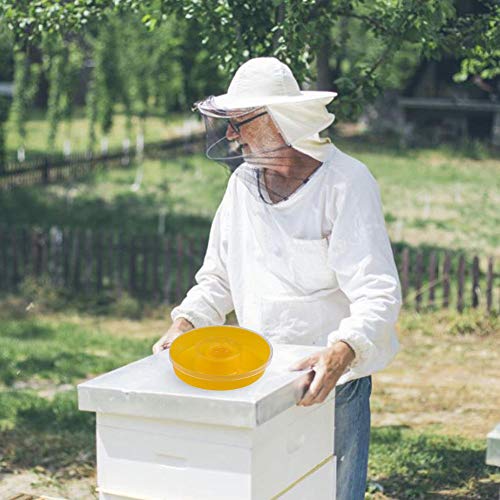 Letway Bee Feeder - Yellow Plastic Round Hive Top Bee Water Feeder Beehive Nest Entrance Drinking Bowl Disc Beekeeping Tool, 8.27 x 7.87 x 1.97in lovely