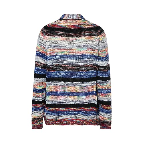 Women's Rainbow Striped Multicolor Long Sleeve Knitted Cardigan Sweater Draped Kimono Style Casual Outwear3