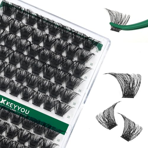Image of Lash Clusters 96pcs Individual Lashes D Curl 16mm Eyelash Clusters KEYYOU Volume Wispy Lash Extension Soft&Comfortable Easy DIY at Home(Y24,D-16mm)