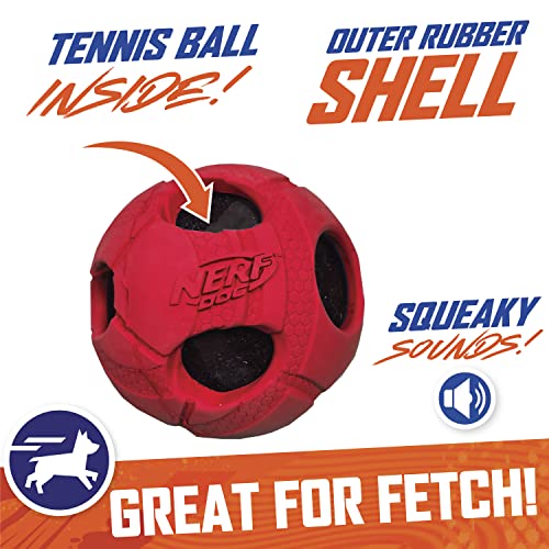 Nerf Dog Bash Brinquedo para cães com bola de tênis, leve, durável e resistente à água, 5 cm, para r