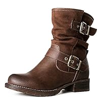 GLOBALWIN Women's Brown Booties Comfortable Fashion Ankle Boots For Women Low Heel Size 8M