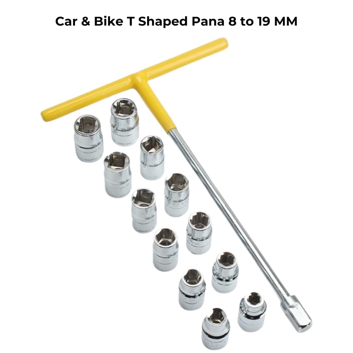 KASHTHA ENTERPRISE 13 PCS Vehicle Car T Shaped Handle Wrench Spanner with 8-19mm 1/2 Socket Tool Set (13 in 1 T Handle Spanner) (D22) 1