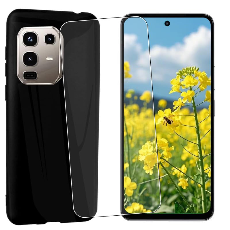 MAOUICI Cover for Infinix Note 50 4G Case,Anti Fingerprint TPU Soft Shell，for Infinix Note 50 4G Tempered Glass Screen Protector [1 Pack] Black