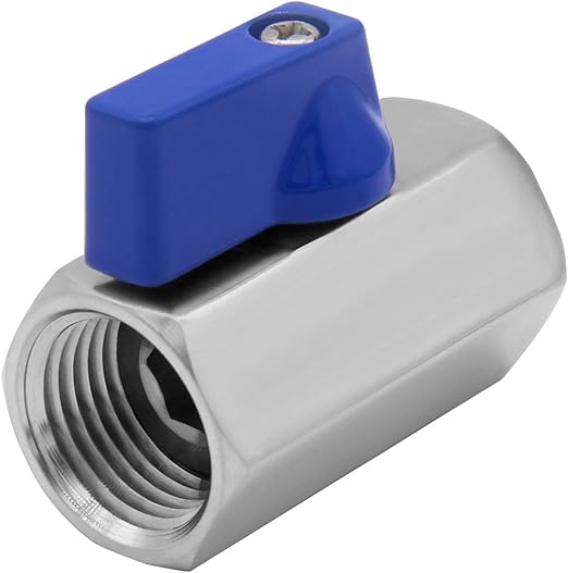 Beduan 1/2" Mini Ball Valve, Stainless Steel Female x Female NPT Thread Shut-Off Valve